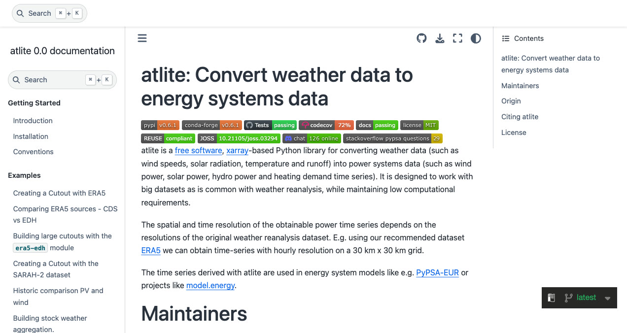 Documentation d'atlite : Convert weather data to energy systems data
